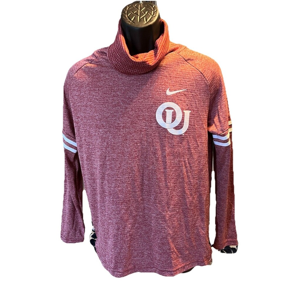 Nike Oklahoma Sooners OU Cowl Neck Long Sleeve Shirt Red White Heathered Men’s M
